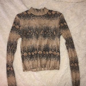 snakeskin mock neck long sleeve